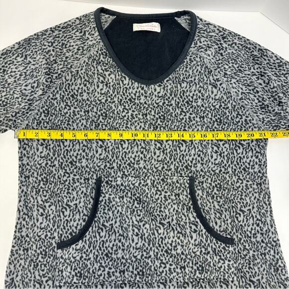 Oscar de la Renta Pink Label Leopard Print Fleece Pullover Top - Size L - Picture 3 of 9